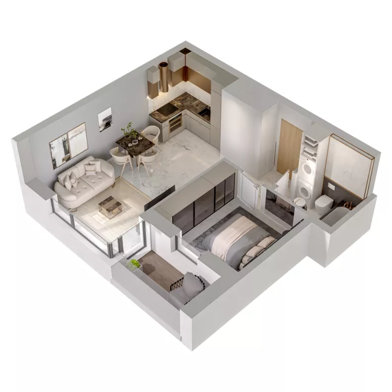2 pokoje, mieszkanie 35,92 m², piętro 5, oferta nr A1/37, Zaspa Wysoko, Gdańsk, Zaspa, Zaspa-Młyniec, aleja Jana Pawła II