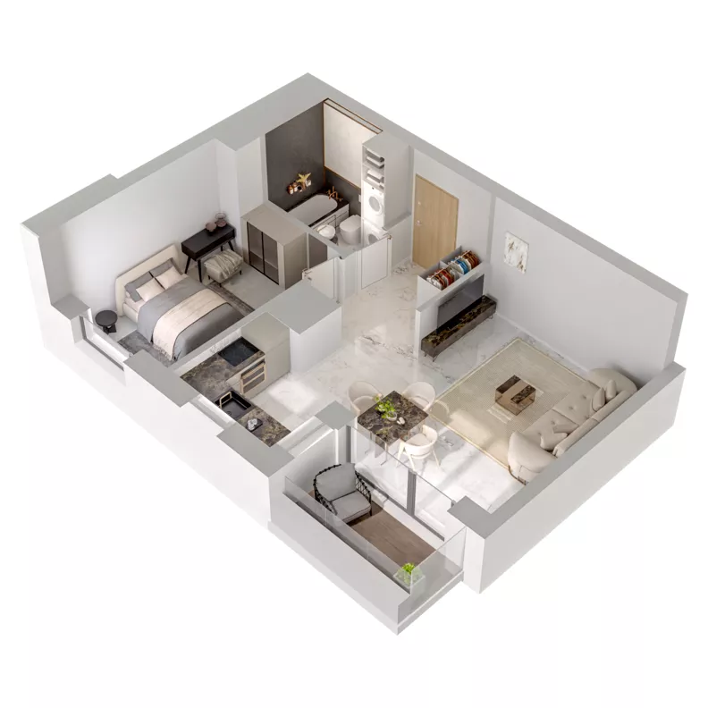 2 pokoje, mieszkanie 43,36 m², piętro 5, oferta nr A2/185, Zaspa Wysoko, Gdańsk, Zaspa, Zaspa-Młyniec, aleja Jana Pawła II