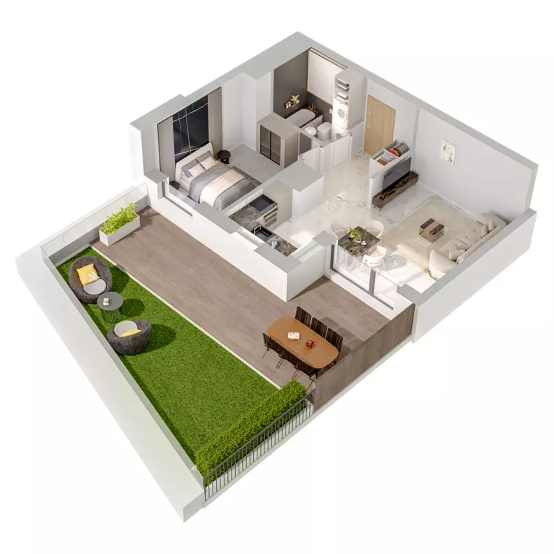 2 pokoje, mieszkanie 42,62 m², piętro 1, oferta nr A1/6, Zaspa Wysoko, Gdańsk, Zaspa, Zaspa-Młyniec, aleja Jana Pawła II