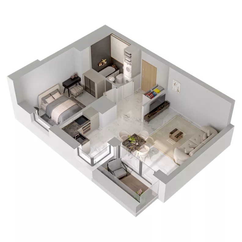 2 pokoje, mieszkanie 43,90 m², piętro 9, oferta nr A1/77, Zaspa Wysoko, Gdańsk, Zaspa, Zaspa-Młyniec, aleja Jana Pawła II