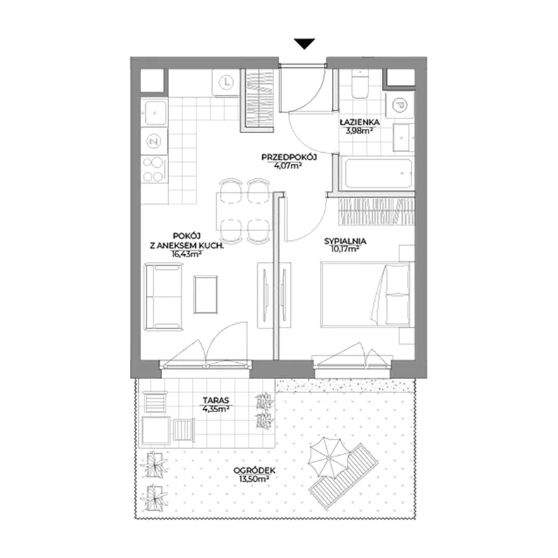 2 pokoje, mieszkanie 34,65 m², parter, oferta nr 2/93, Osiedle Prystora II, Warszawa, Ursus, Skorosze, ul. Aleksandra Prystora 2