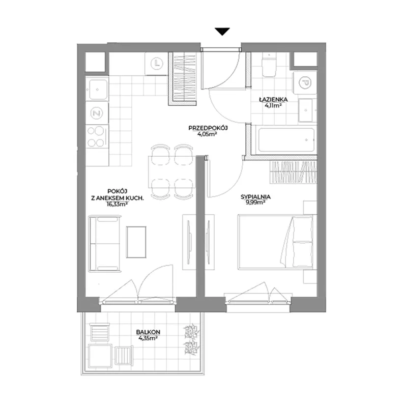 2 pokoje, mieszkanie 34,48 m², piętro 2, oferta nr 2/106, Osiedle Prystora II, Warszawa, Ursus, Skorosze, ul. Aleksandra Prystora 2