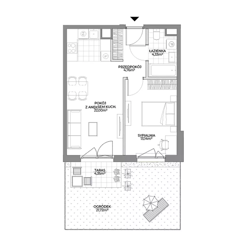 2 pokoje, mieszkanie 44,23 m², parter, oferta nr 1/32, Osiedle Prystora II, Warszawa, Ursus, Skorosze, ul. Aleksandra Prystora 2