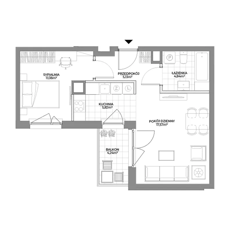 2 pokoje, mieszkanie 44,44 m², piętro 3, oferta nr 1/62, Osiedle Prystora II, Warszawa, Ursus, Skorosze, ul. Aleksandra Prystora 2