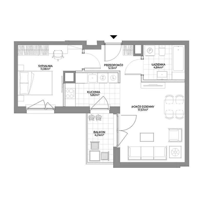 2 pokoje, mieszkanie 44,44 m², piętro 2, oferta nr 1/54, Osiedle Prystora II, Warszawa, Ursus, Skorosze, ul. Aleksandra Prystora 2