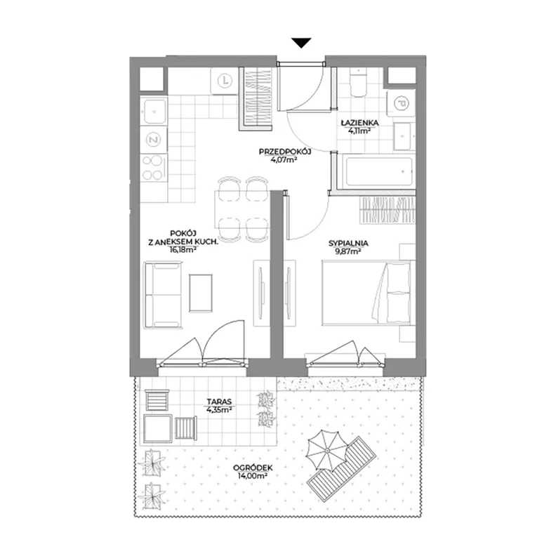 2 pokoje, mieszkanie 34,23 m², parter, oferta nr 2/94, Osiedle Prystora II, Warszawa, Ursus, Skorosze, ul. Aleksandra Prystora 2