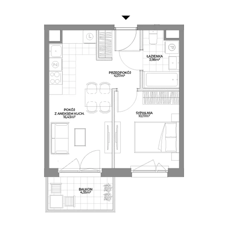 2 pokoje, mieszkanie 34,65 m², piętro 2, oferta nr 2/105, Osiedle Prystora II, Warszawa, Ursus, Skorosze, ul. Aleksandra Prystora 2