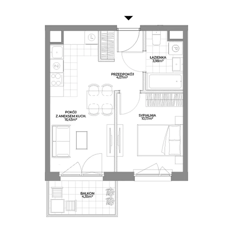 2 pokoje, mieszkanie 34,65 m², piętro 1, oferta nr 2/99, Osiedle Prystora II, Warszawa, Ursus, Skorosze, ul. Aleksandra Prystora 2