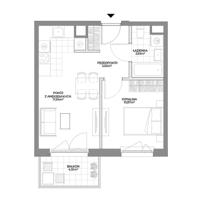 2 pokoje, mieszkanie 37,38 m², piętro 1, oferta nr 2/98, Osiedle Prystora II, Warszawa, Ursus, Skorosze, ul. Aleksandra Prystora 2