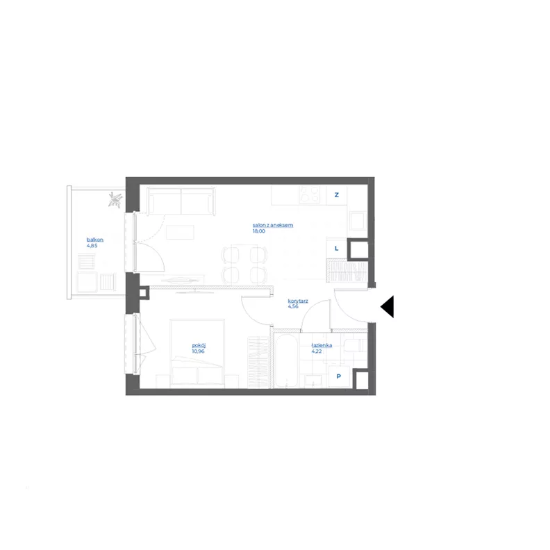 2 pokoje, mieszkanie 37,74 m², piętro 1, oferta nr 28/16, Leśny Marcelin, Poznań, Grunwald, Junikowo, ul. Jeleniogórska