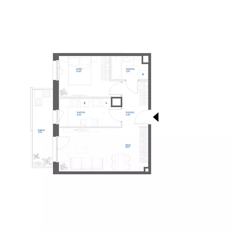 2 pokoje, mieszkanie 47,19 m², piętro 1, oferta nr 28A/117, Leśny Marcelin, Poznań, Grunwald, Junikowo, ul. Jeleniogórska
