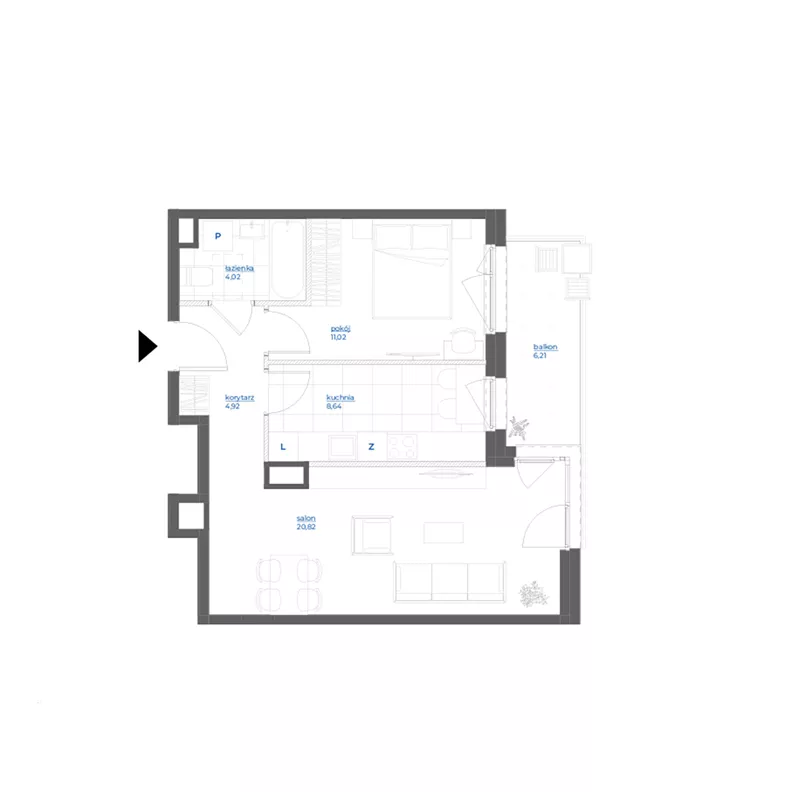 2 pokoje, mieszkanie 49,42 m², piętro 1, oferta nr 28/77, Leśny Marcelin, Poznań, Grunwald, Junikowo, ul. Jeleniogórska