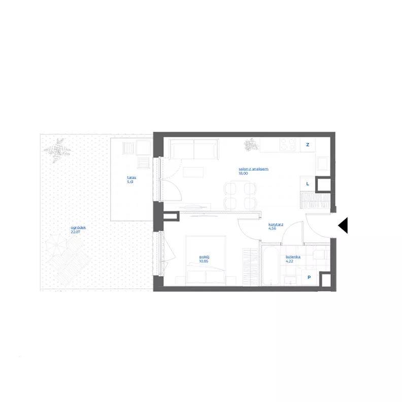 2 pokoje, mieszkanie 37,63 m², parter, oferta nr 28/7, Leśny Marcelin, Poznań, Grunwald, Junikowo, ul. Jeleniogórska