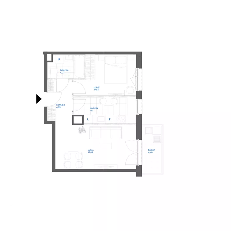 2 pokoje, mieszkanie 44,80 m², piętro 5, oferta nr 28/47, Leśny Marcelin, Poznań, Grunwald, Junikowo, ul. Jeleniogórska