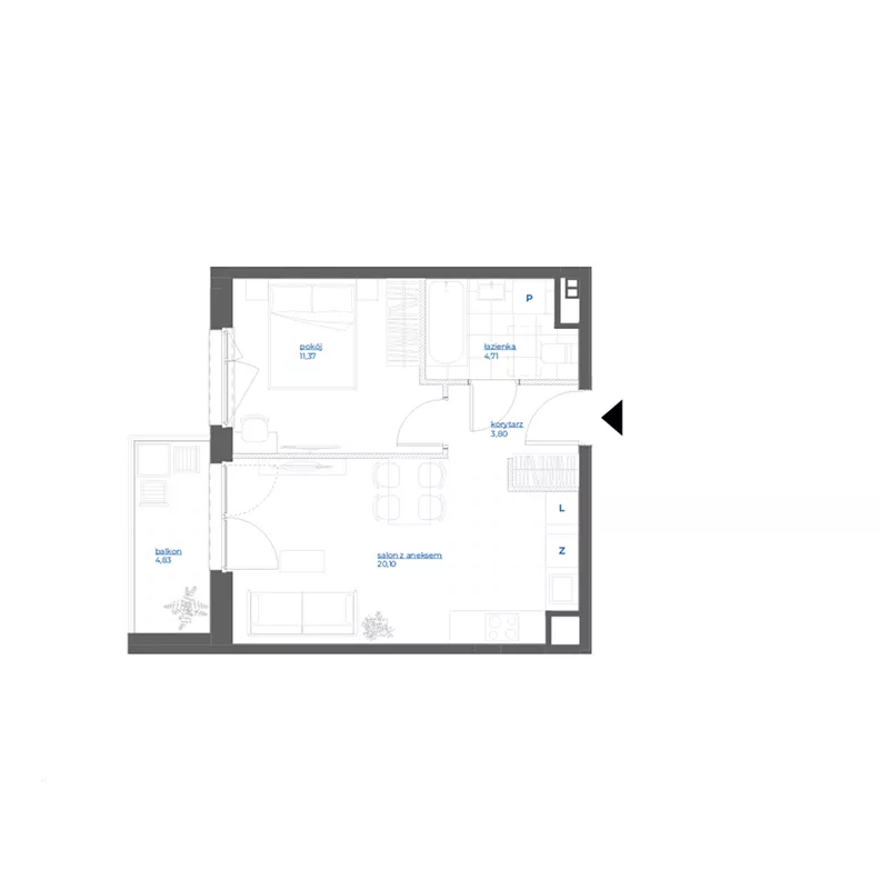 2 pokoje, mieszkanie 39,98 m², piętro 1, oferta nr 28/80, Leśny Marcelin, Poznań, Grunwald, Junikowo, ul. Jeleniogórska
