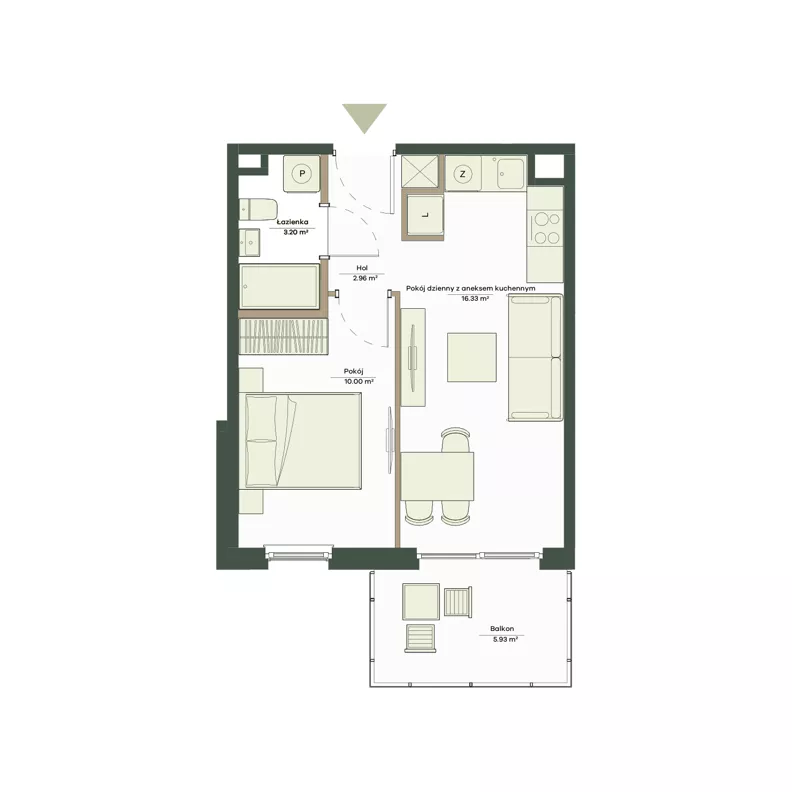 2 pokoje, mieszkanie 32,49 m², piętro 1, oferta nr B9/45, Apartamenty Onlylife, Warszawa, Wilanów, Powsin, ul. Łukasza Drewny/Potułkały