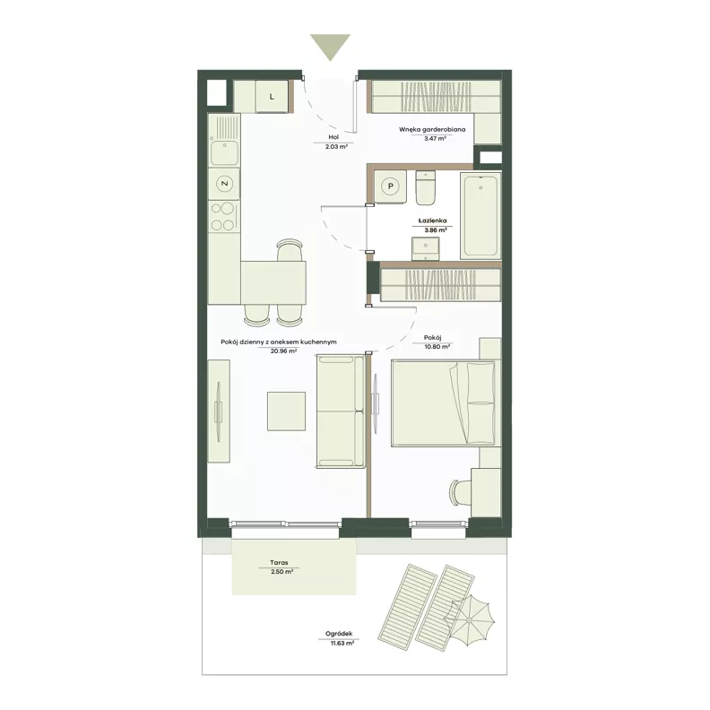 2 pokoje, mieszkanie 41,12 m², parter, oferta nr B10/73, Apartamenty Onlylife, Warszawa, Wilanów, Powsin, ul. Łukasza Drewny/Potułkały