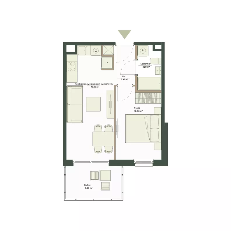 2 pokoje, mieszkanie 32,49 m², piętro 1, oferta nr B7/17, Apartamenty Onlylife, Warszawa, Wilanów, Powsin, ul. Łukasza Drewny/Potułkały
