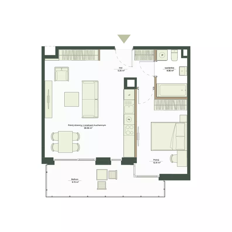 2 pokoje, mieszkanie 48,47 m², piętro 2, oferta nr B8/36, Apartamenty Onlylife, Warszawa, Wilanów, Powsin, ul. Łukasza Drewny/Potułkały