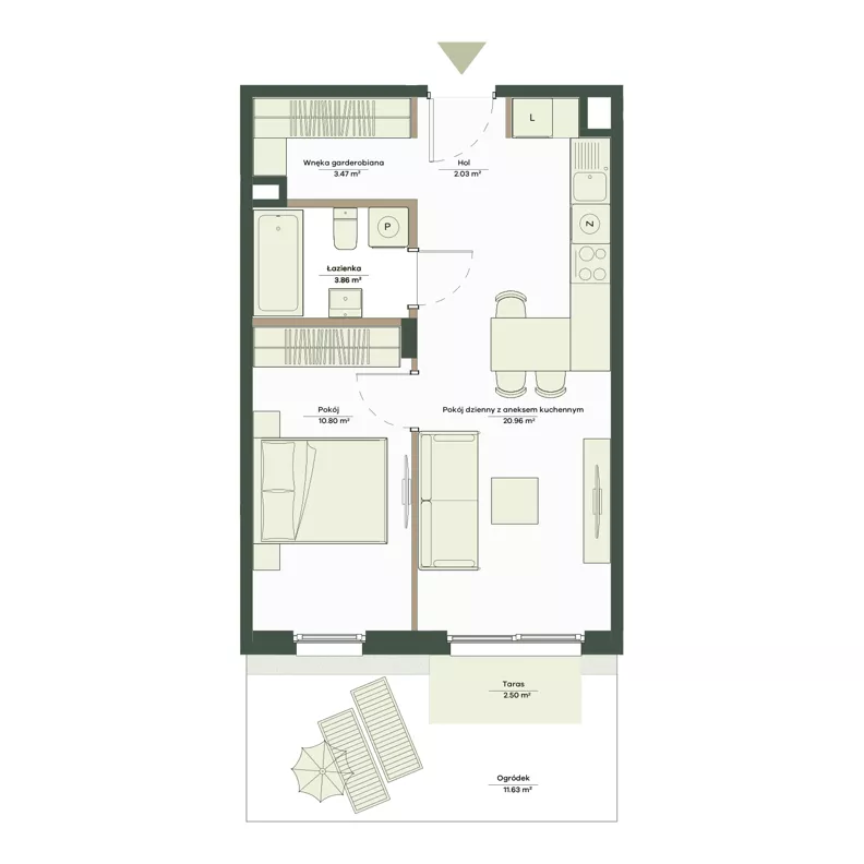 2 pokoje, mieszkanie 41,12 m², parter, oferta nr B10/61, Apartamenty Onlylife, Warszawa, Wilanów, Powsin, ul. Łukasza Drewny/Potułkały
