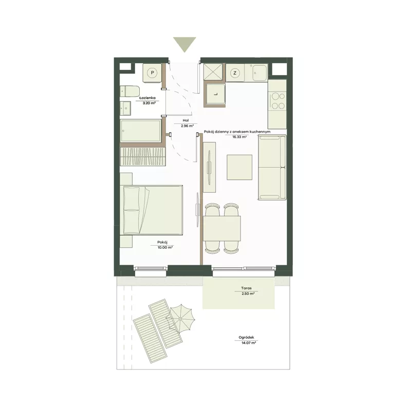 2 pokoje, mieszkanie 32,49 m², parter, oferta nr B7/3, Apartamenty Onlylife, Warszawa, Wilanów, Powsin, ul. Łukasza Drewny/Potułkały