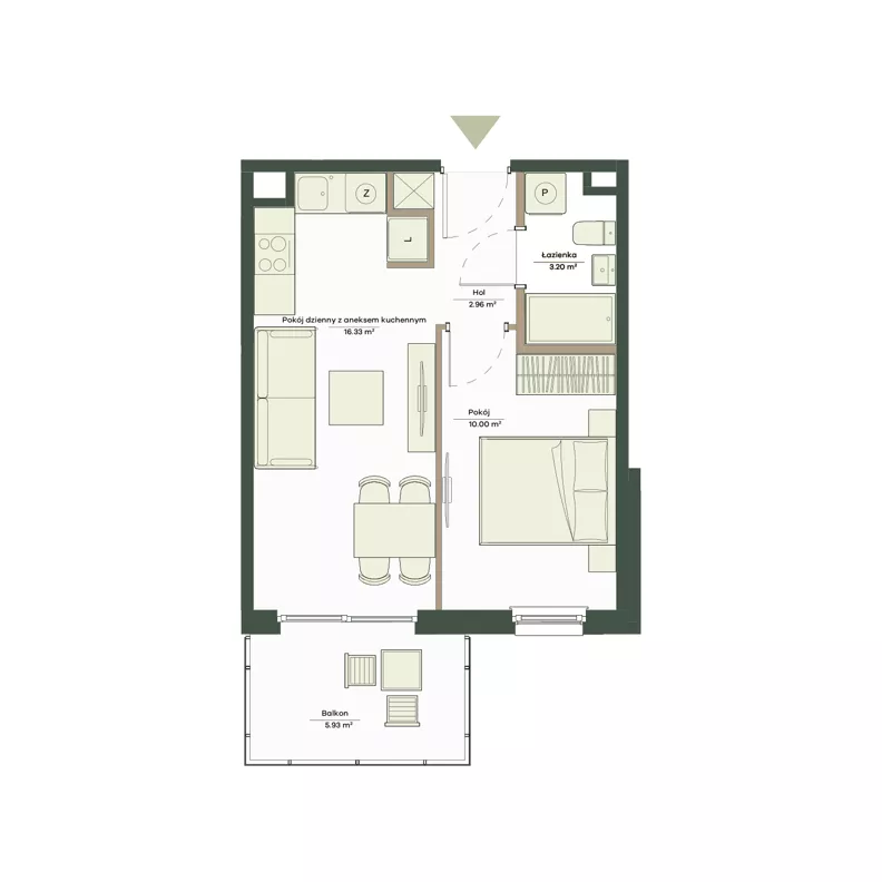 2 pokoje, mieszkanie 32,49 m², piętro 1, oferta nr B9/55, Apartamenty Onlylife, Warszawa, Wilanów, Powsin, ul. Łukasza Drewny/Potułkały