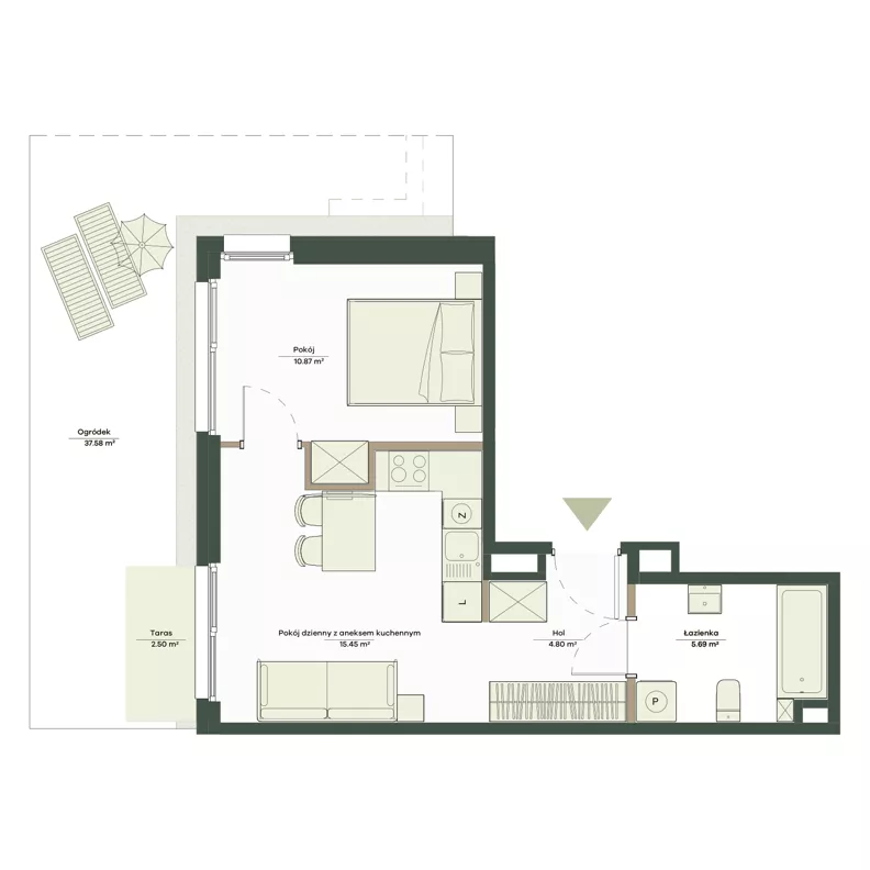 2 pokoje, mieszkanie 36,81 m², parter, oferta nr B7/11, Apartamenty Onlylife, Warszawa, Wilanów, Powsin, ul. Łukasze Drewny / Potukały
