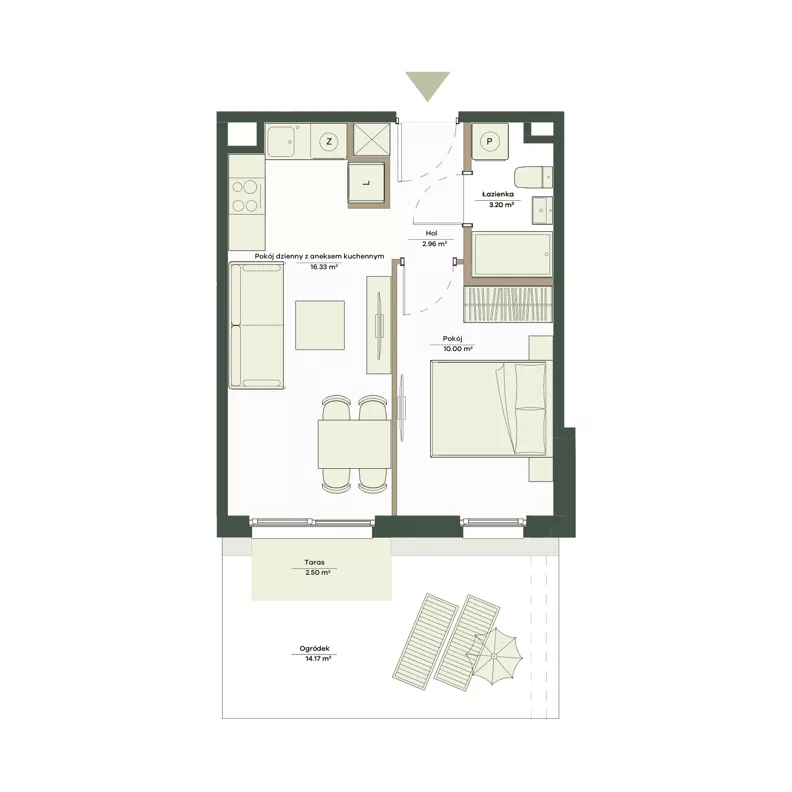2 pokoje, mieszkanie 32,49 m², parter, oferta nr B9/51, Apartamenty Onlylife, Warszawa, Wilanów, Powsin, ul. Łukasze Drewny / Potukały