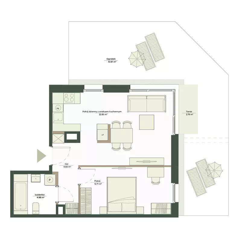 2 pokoje, mieszkanie 45,37 m², parter, oferta nr B8/21, Apartamenty Onlylife, Warszawa, Wilanów, Powsin, ul. Łukasze Drewny / Potukały