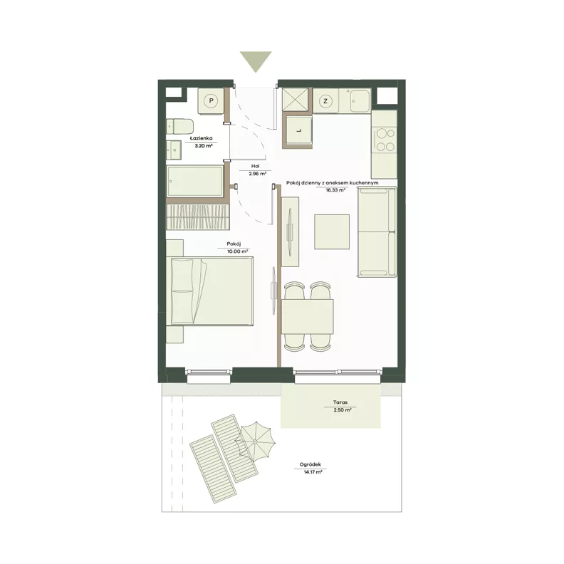 2 pokoje, mieszkanie 32,49 m², parter, oferta nr B9/41, Apartamenty Onlylife, Warszawa, Wilanów, Powsin, ul. Łukasze Drewny / Potukały