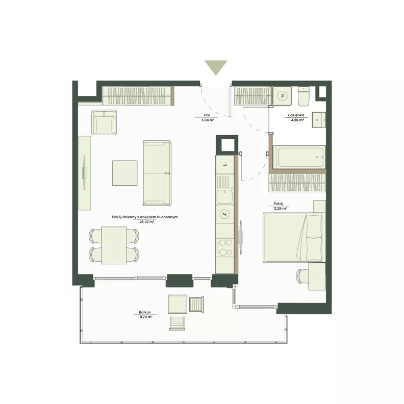 2 pokoje, mieszkanie 48,35 m², piętro 1, oferta nr B8/30, Apartamenty Onlylife, Warszawa, Wilanów, Powsin, ul. Łukasze Drewny / Potukały