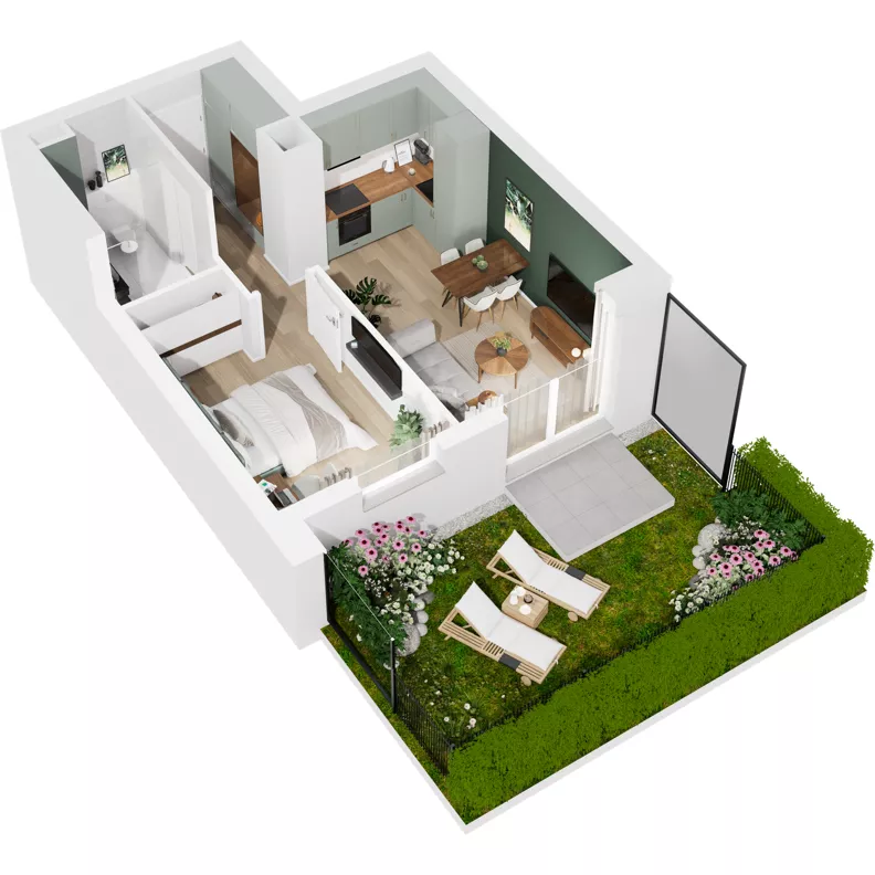 2 pokoje, mieszkanie 36,70 m², parter, oferta nr 122/2, Dobre Strony, Kraków, Dębniki, Borek Fałęcki, ul. Obozowa