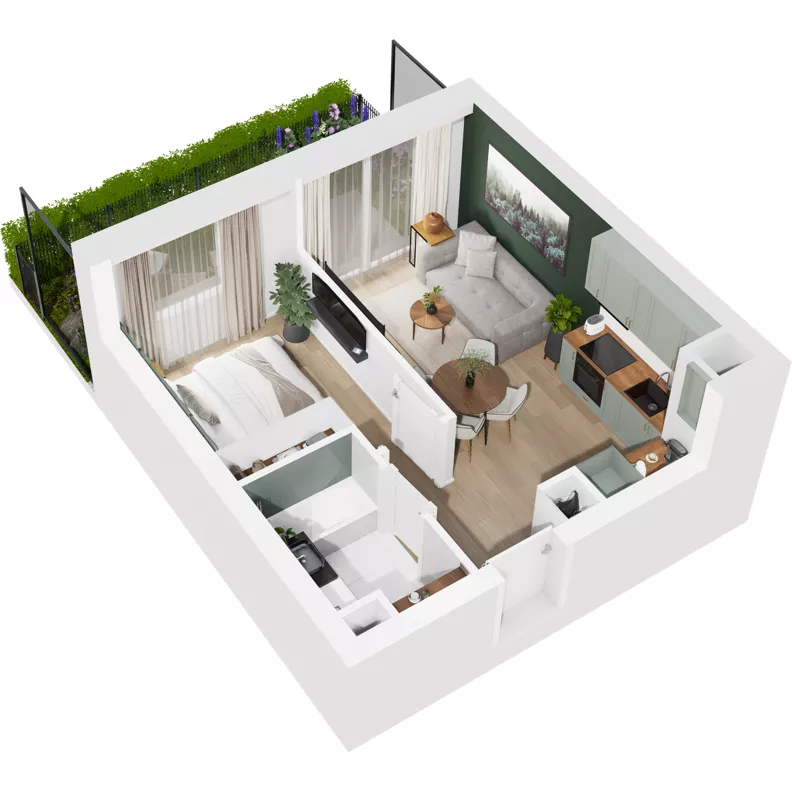 2 pokoje, mieszkanie 32,49 m², parter, oferta nr 122/74, Dobre Strony, Kraków, Dębniki, Borek Fałęcki, ul. Obozowa
