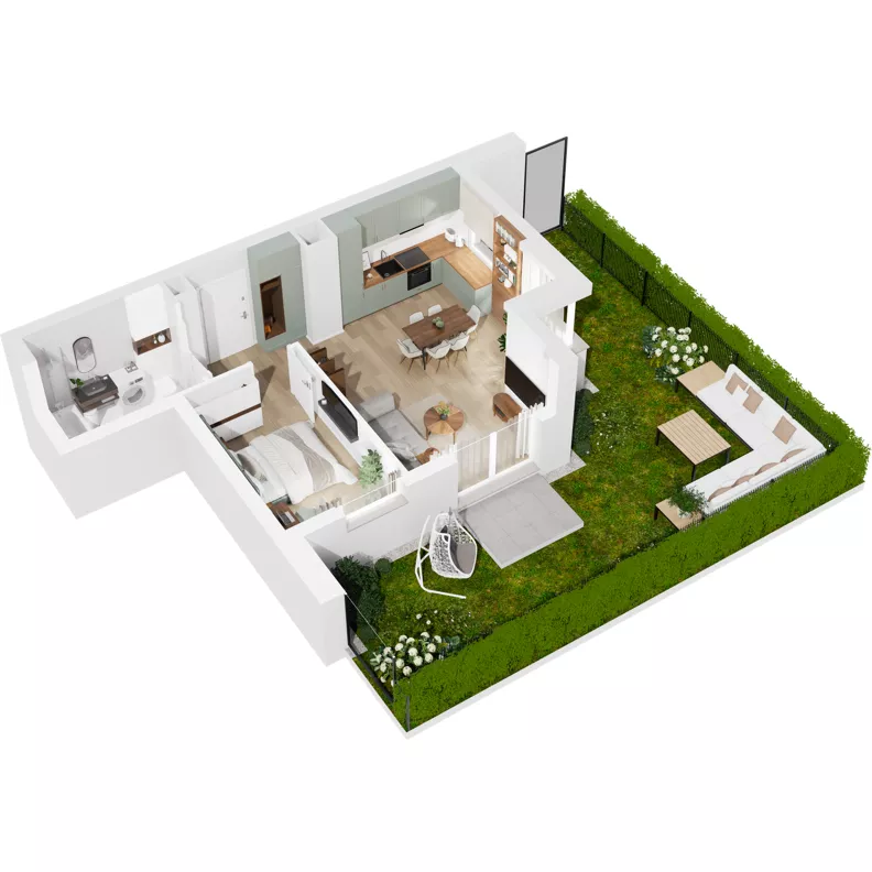 2 pokoje, mieszkanie 42,53 m², parter, oferta nr 122/1, Dobre Strony, Kraków, Dębniki, Borek Fałęcki, ul. Obozowa