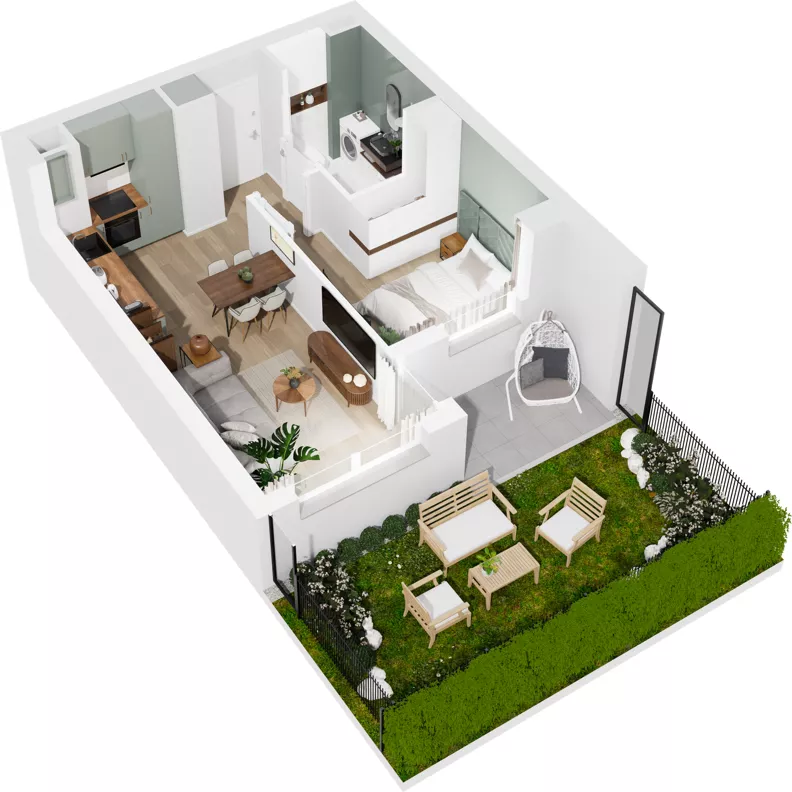 2 pokoje, mieszkanie 35,53 m², parter, oferta nr 126/153, Dobre Strony, Kraków, Dębniki, Borek Fałęcki, ul. Obozowa