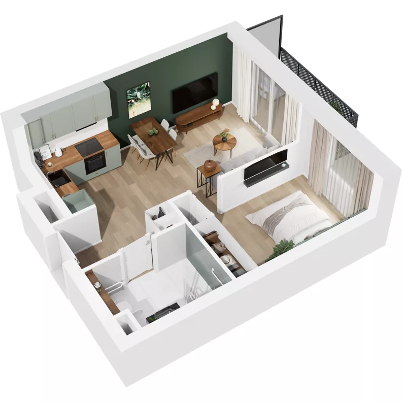 2 pokoje, mieszkanie 39,34 m², piętro 2, oferta nr 126/199, Dobre Strony, Kraków, Dębniki, Borek Fałęcki, ul. Obozowa