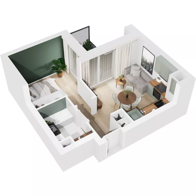 2 pokoje, mieszkanie 31,91 m², piętro 5, oferta nr 122/30, Dobre Strony, Kraków, Dębniki, Borek Fałęcki, ul. Obozowa