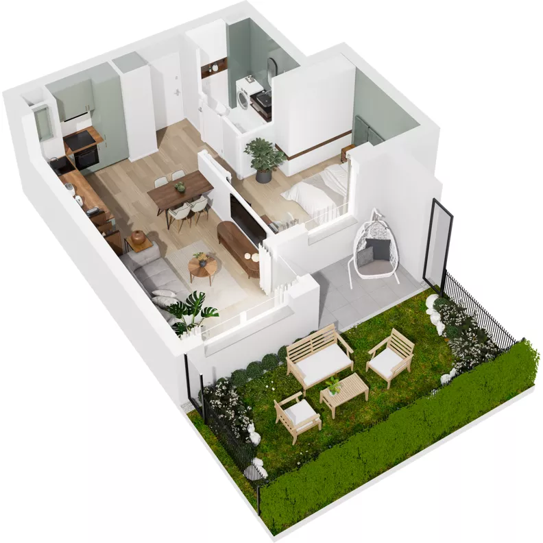 2 pokoje, mieszkanie 38,82 m², parter, oferta nr 126/151, Dobre Strony, Kraków, Dębniki, Borek Fałęcki, ul. Obozowa