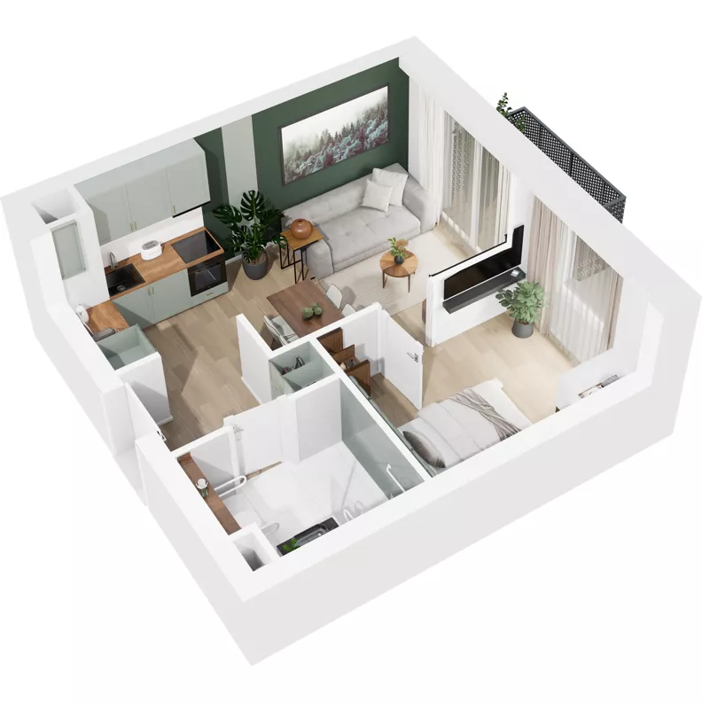 2 pokoje, mieszkanie 33,36 m², piętro 3, oferta nr 124/236, Dobre Strony, Kraków, Dębniki, Borek Fałęcki, ul. Obozowa