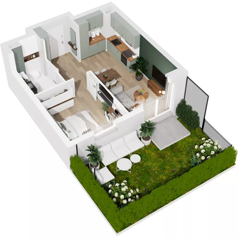 2 pokoje, mieszkanie 40,14 m², parter, oferta nr 122/78, Dobre Strony, Kraków, Dębniki, Borek Fałęcki, ul. Obozowa