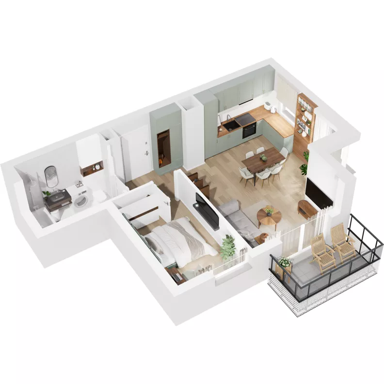 2 pokoje, mieszkanie 42,53 m², piętro 6, oferta nr 122/38, Dobre Strony, Kraków, Dębniki, Borek Fałęcki, ul. Obozowa