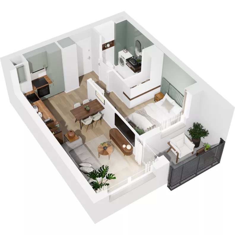 2 pokoje, mieszkanie 35,53 m², piętro 3, oferta nr 126/179, Dobre Strony, Kraków, Dębniki, Borek Fałęcki, ul. Obozowa