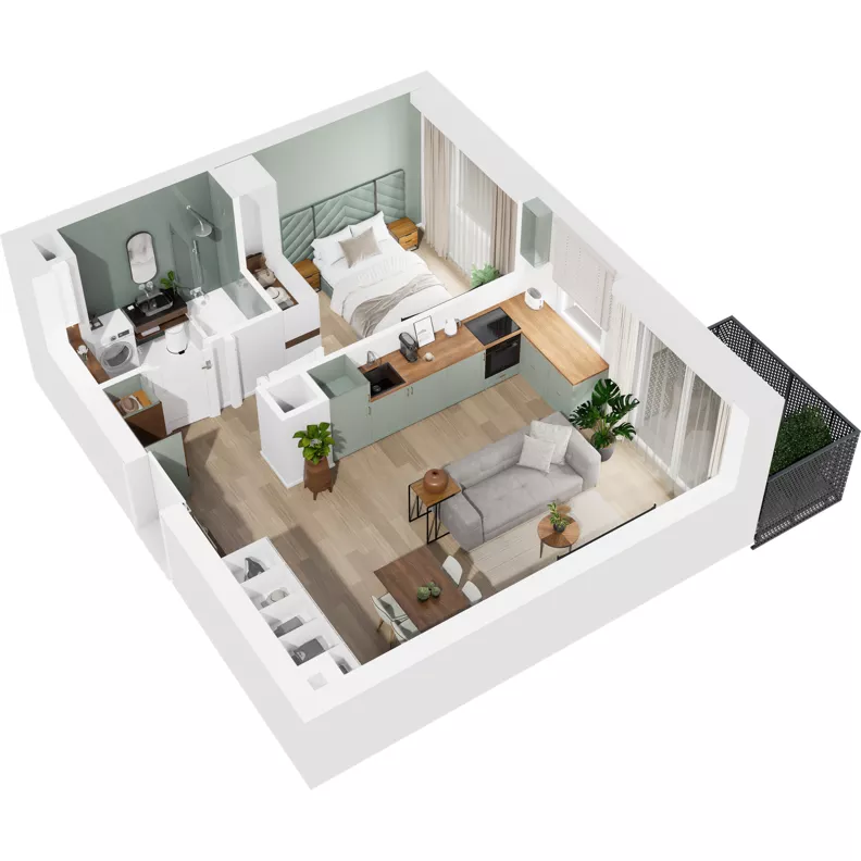 2 pokoje, mieszkanie 40,92 m², piętro 1, oferta nr 124/216, Dobre Strony, Kraków, Dębniki, Borek Fałęcki, ul. Obozowa
