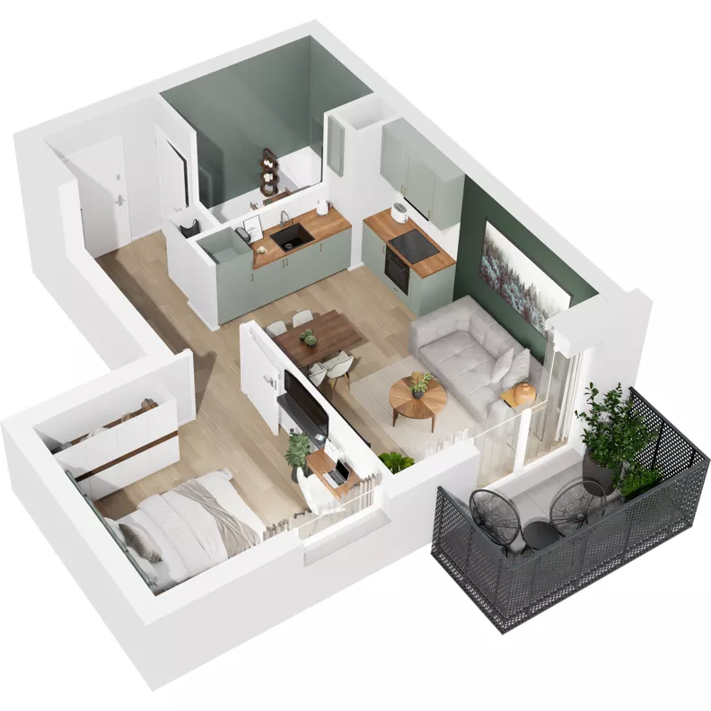 2 pokoje, mieszkanie 37,32 m², piętro 5, oferta nr 122/128, Dobre Strony, Kraków, Dębniki, Borek Fałęcki, ul. Obozowa