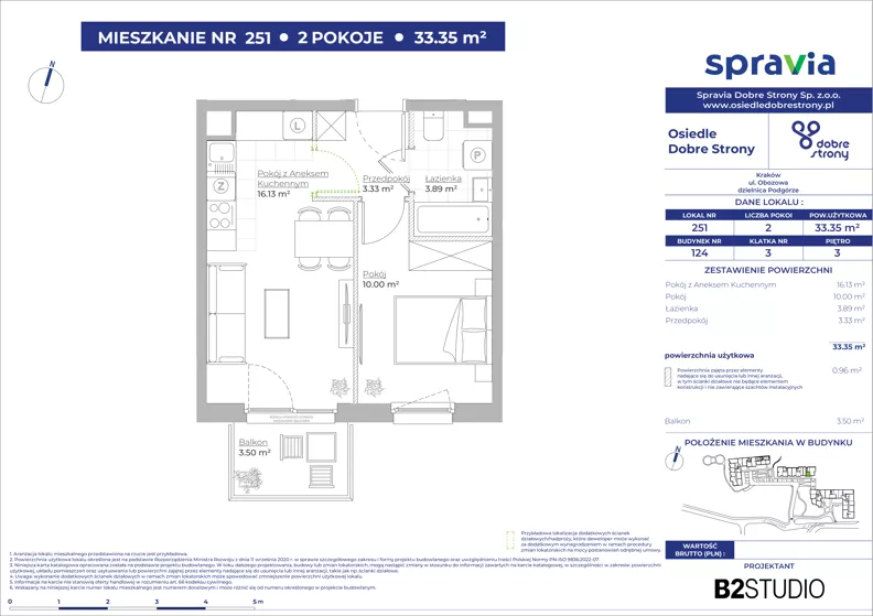 2 pokoje, mieszkanie 33,35 m², piętro 3, oferta nr 124/251, Dobre Strony, Kraków, Dębniki, Borek Fałęcki, ul. Obozowa