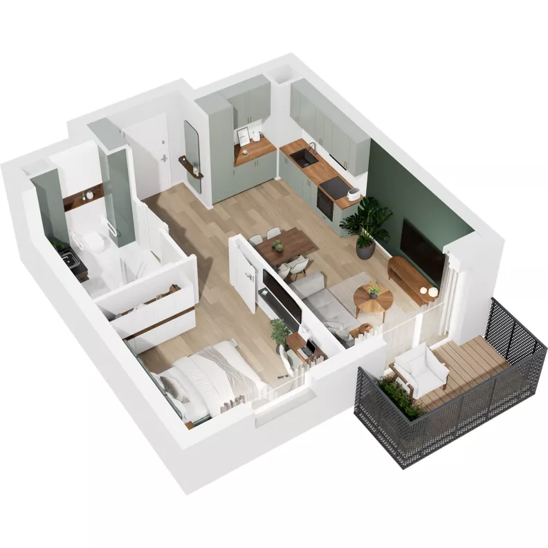 2 pokoje, mieszkanie 40,11 m², piętro 3, oferta nr 122/107, Dobre Strony, Kraków, Dębniki, Borek Fałęcki, ul. Obozowa