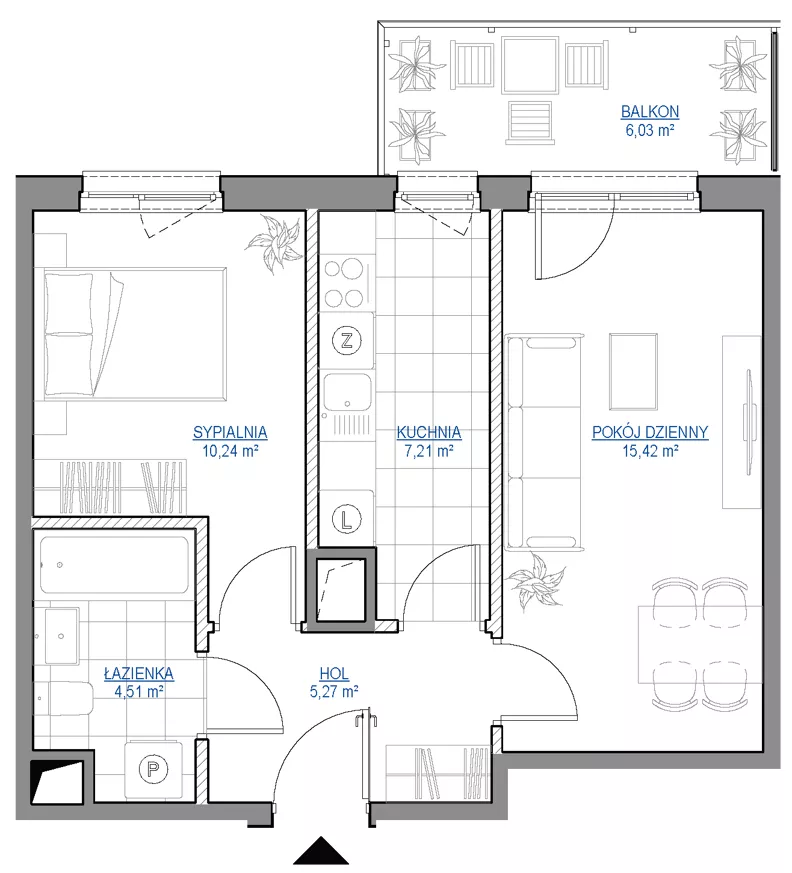 2 pokoje, mieszkanie 42,65 m², piętro 1, oferta nr 1/208, Przy Unii IV, Poznań, Żegrze, ul. Wagrowska