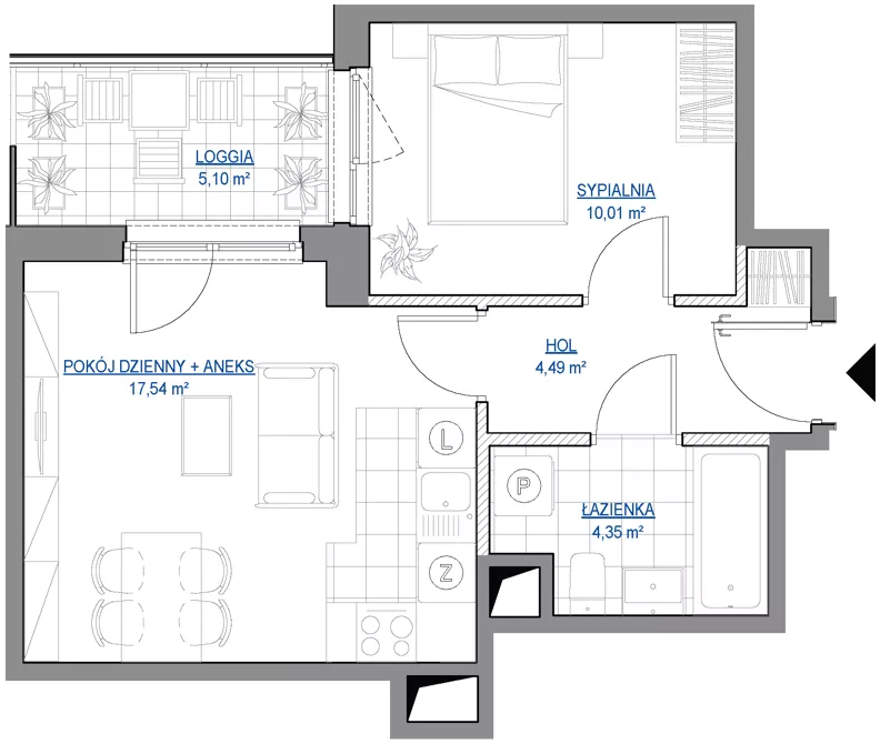 2 pokoje, mieszkanie 36,39 m², piętro 5, oferta nr 1/69, Przy Unii IV, Poznań, Żegrze, ul. Wagrowska