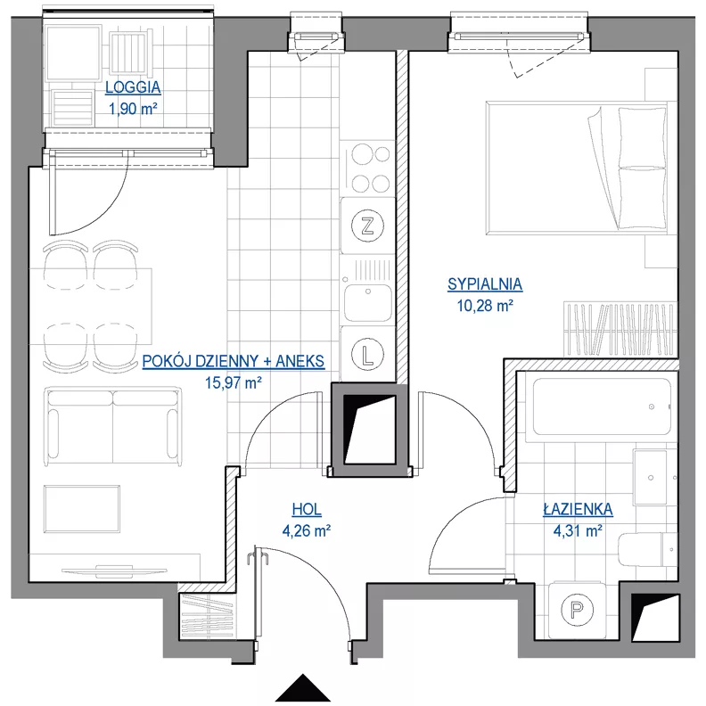 2 pokoje, mieszkanie 34,82 m², piętro 9, oferta nr 1/116, Przy Unii IV, Poznań, Żegrze, ul. Wagrowska