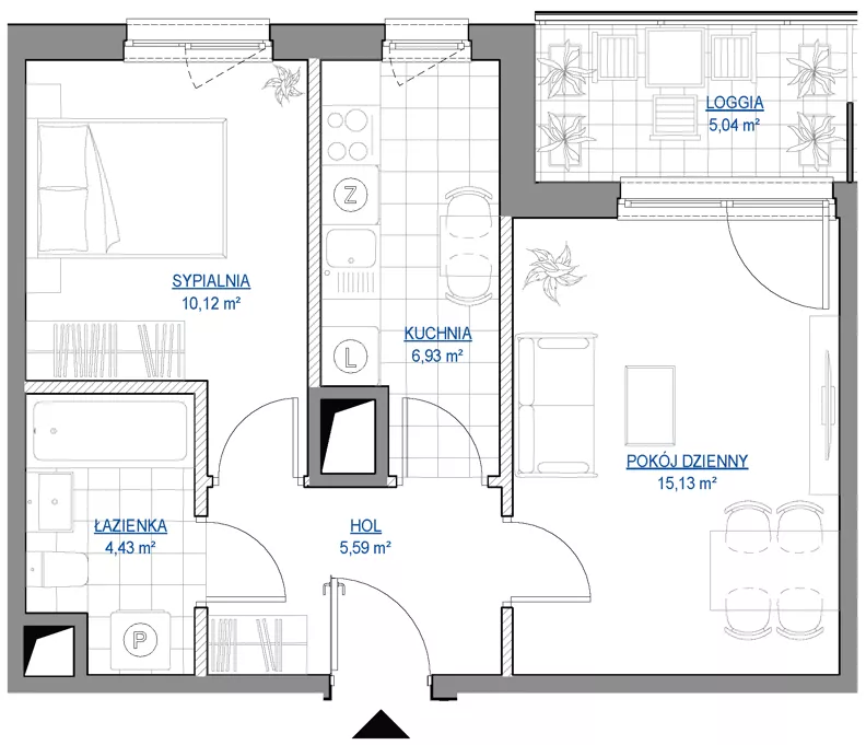 2 pokoje, mieszkanie 42,20 m², piętro 3, oferta nr 1/42, Przy Unii IV, Poznań, Żegrze, ul. Wagrowska